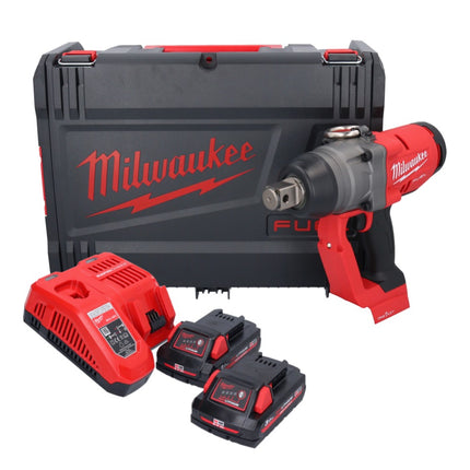 Milwaukee M18 ONEFHIWF1-302X Akumulatorowy klucz udarowy 18 V 2033 Nm 1″ bezszczotkowy + 2x akumulator 3,0 Ah + ładowarka + pudełko HD