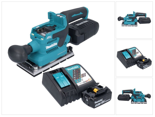 Makita DBO 381 RT1U Akumulatorowa szlifierka oscylacyjna 18 V 93 x 185 mm bezszczotkowa + 1x akumulator 5,0 Ah + ładowarka