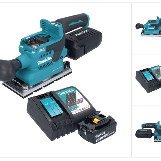 Makita DBO 381 RG1U Akumulatorowa szlifierka oscylacyjna 18 V 93 x 185 mm bezszczotkowa + 1x akumulator 6,0 Ah + ładowarka