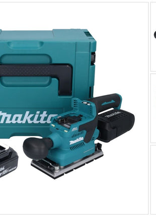 Makita DBO 381 F1JU Akku Schwingschleifer 18 V 93 x 185 mm Brushless + 1x Akku 3,0 Ah + Makpac - ohne Ladegerät