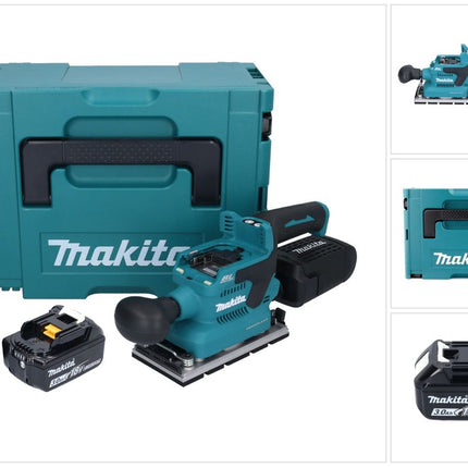 Makita DBO 381 F1JU Akumulatorowa szlifierka oscylacyjna 18 V 93 x 185 mm bezszczotkowa + 1x akumulator 3,0 Ah + Makpac - bez ładowarki