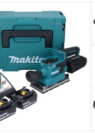 Makita DBO 381 RFJU ponceuse orbitale sans fil 18 V 93 x 185 mm sans balais + 2x batterie 3,0 Ah + chargeur + Makpac