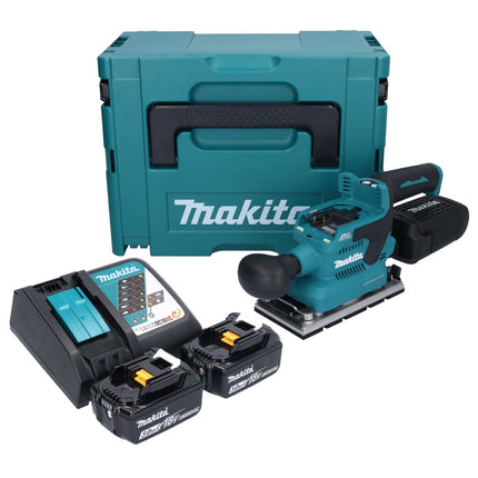 Makita DBO 381 RFJU Akumulatorowa szlifierka oscylacyjna 18 V 93 x 185 mm bezszczotkowa + 2x akumulator 3,0 Ah + ładowarka + Makpac