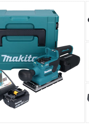 Makita DBO 381 RM1JU Ponceuse vibrante sans fil 18 V 93 x 185 mm Brushless + 1x batterie 4,0 Ah + chargeur + Makpac