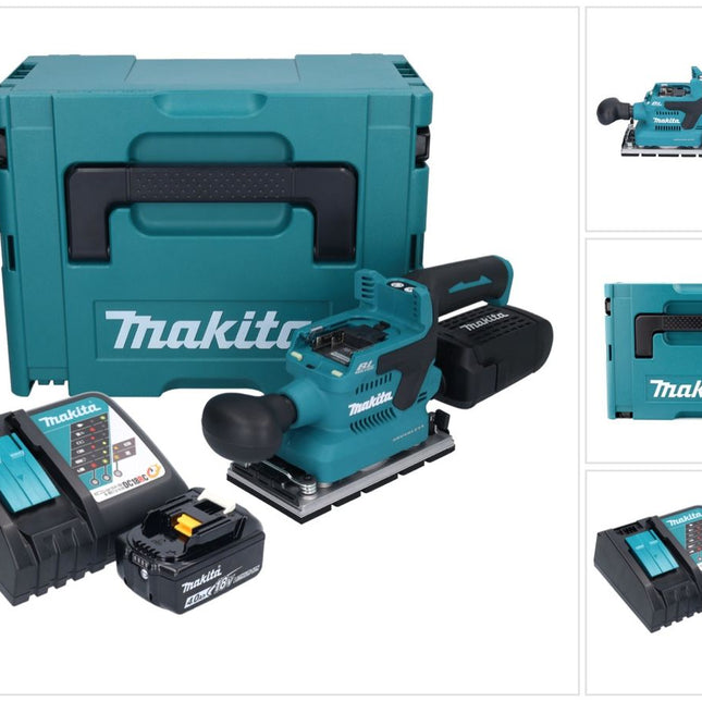 Makita DBO 381 RM1JU Akumulatorowa szlifierka oscylacyjna 18 V 93 x 185 mm bezszczotkowa + 1x akumulator 4,0 Ah + ładowarka + Makpac