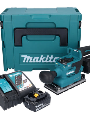 Makita DBO 381 RM1JU Ponceuse vibrante sans fil 18 V 93 x 185 mm Brushless + 1x batterie 4,0 Ah + chargeur + Makpac