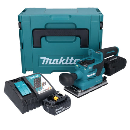 Makita DBO 381 RM1JU Akumulatorowa szlifierka oscylacyjna 18 V 93 x 185 mm bezszczotkowa + 1x akumulator 4,0 Ah + ładowarka + Makpac