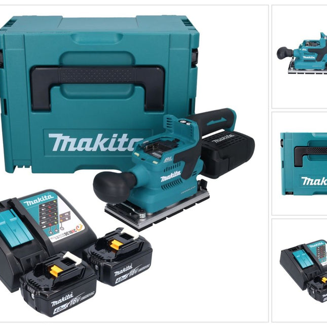 Makita DBO 381 RMJU Akumulatorowa szlifierka oscylacyjna 18 V 93 x 185 mm bezszczotkowa + 2x akumulator 4,0 Ah + ładowarka + Makpac