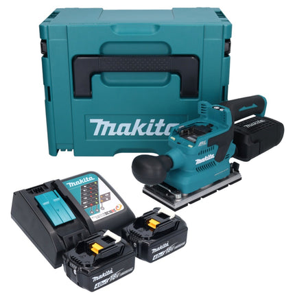 Makita DBO 381 RMJU Akumulatorowa szlifierka oscylacyjna 18 V 93 x 185 mm bezszczotkowa + 2x akumulator 4,0 Ah + ładowarka + Makpac