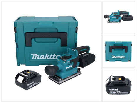 Makita DBO 381 T1JU Akumulatorowa szlifierka oscylacyjna 18 V 93 x 185 mm bezszczotkowa + 1x akumulator 5,0 Ah + Makpac - bez ładowarki