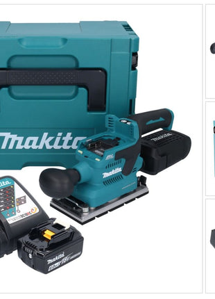 Makita DBO 381 RG1JU Akku Schwingschleifer 18 V 93 x 185 mm Brushless + 1x Akku 6,0 Ah + Ladegerät + Makpac