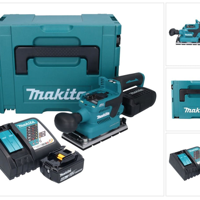 Makita DBO 381 RG1JU Akumulatorowa szlifierka oscylacyjna 18 V 93 x 185 mm bezszczotkowa + 1x akumulator 6,0 Ah + ładowarka + Makpac