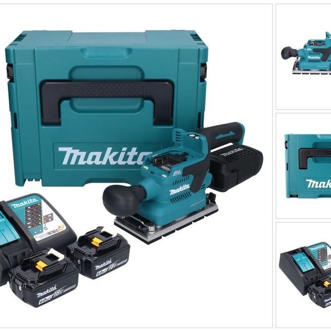 Makita DBO 381 RGJU Akumulatorowa szlifierka oscylacyjna 18 V 93 x 185 mm bezszczotkowa + 2x akumulator 6,0 Ah + ładowarka + Makpac
