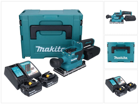 Makita DBO 381 RGJU Akumulatorowa szlifierka oscylacyjna 18 V 93 x 185 mm bezszczotkowa + 2x akumulator 6,0 Ah + ładowarka + Makpac