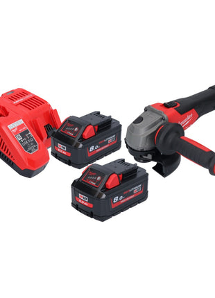 Milwaukee M18 FSAG125X-802 Akumulatorowa szlifierka kątowa 18 V 125 mm bezszczotkowa + 2x akumulator 8,0 Ah + ładowarka