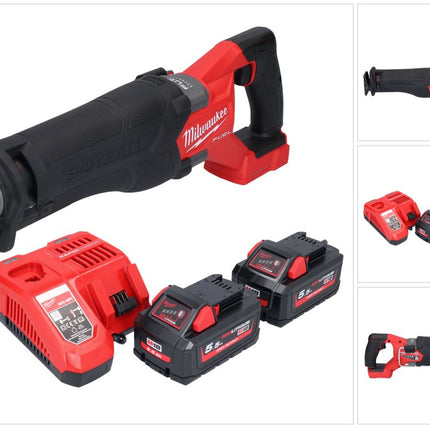 Milwaukee M18 FSZ-552 akumulatorowa pilarka szablasta 18 V bezszczotkowa + 2x akumulator 5,5 Ah + ładowarka