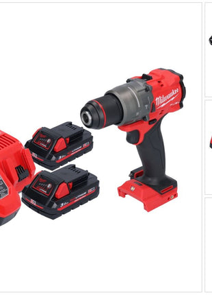 Milwaukee M18 FPD3-302 akumulatorowa wiertarko-wkrętarka udarowa 18 V 158 Nm bezszczotkowa + 2x akumulator 3,0 Ah + ładowarka