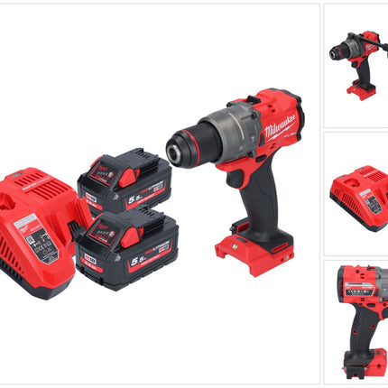 Milwaukee M18 FPD3-552 akumulatorowa wiertarko-wkrętarka udarowa 18 V 158 Nm bezszczotkowa + 2x akumulator 5,5 Ah + ładowarka