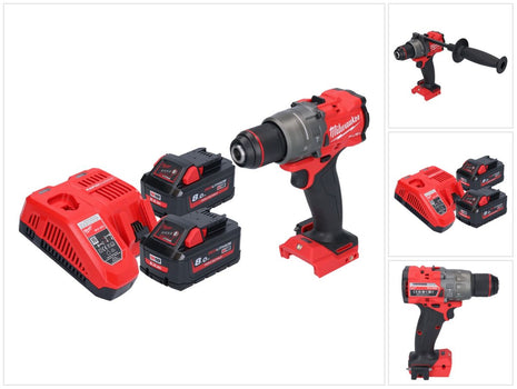 Milwaukee M18 FPD3-802 Akku Schlagbohrschrauber 18 V 158 Nm Brushless + 2x Akku 8,0 Ah + Ladegerät