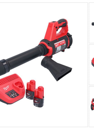 Milwaukee M12 BBL-202 akumulatorowa dmuchawa 12 V + 2x akumulator 2,0 Ah + ładowarka