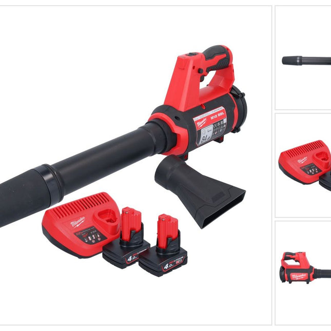 Milwaukee M12 BBL-402 akumulatorowa dmuchawa 12 V + 2x akumulator 4,0 Ah + ładowarka
