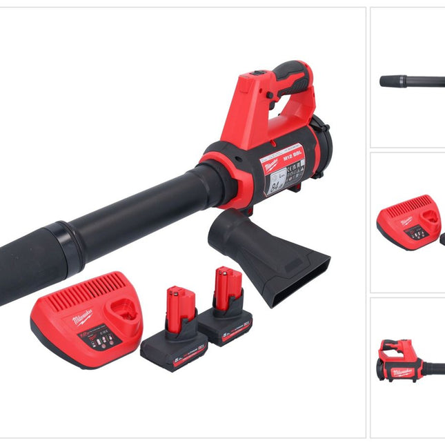 Milwaukee M12 BBL-502 akumulatorowa dmuchawa 12 V + 2x akumulator 5,0 Ah + ładowarka