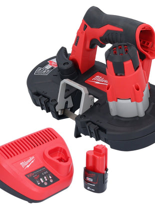 Sierra de cinta a batería Milwaukee M12 BS-201 12 V 41 x 41 mm + 1x batería 2,0 Ah + cargador