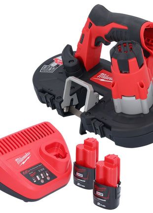 Scie à ruban à batterie Milwaukee M12 BS-202 12 V 41 x 41 mm + 2x batteries 2,0 Ah + chargeur