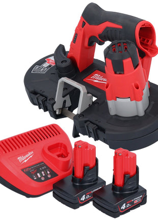 Milwaukee M12 BS-402 Akku Bandsäge 12 V 41 x 41 mm + 2x Akku 4,0 Ah + Ladegerät