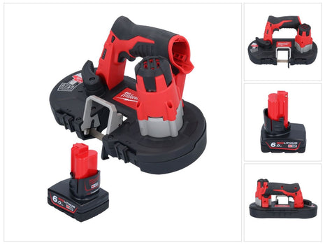 Milwaukee M12 BS-601 Akku Bandsäge 12 V 41 x 41 mm + 1x Akku 6,0 Ah - ohne Ladegerät