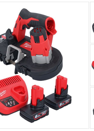 Milwaukee M12 BS-602 Akku Bandsäge 12 V 41 x 41 mm + 2x Akku 6,0 Ah + Ladegerät