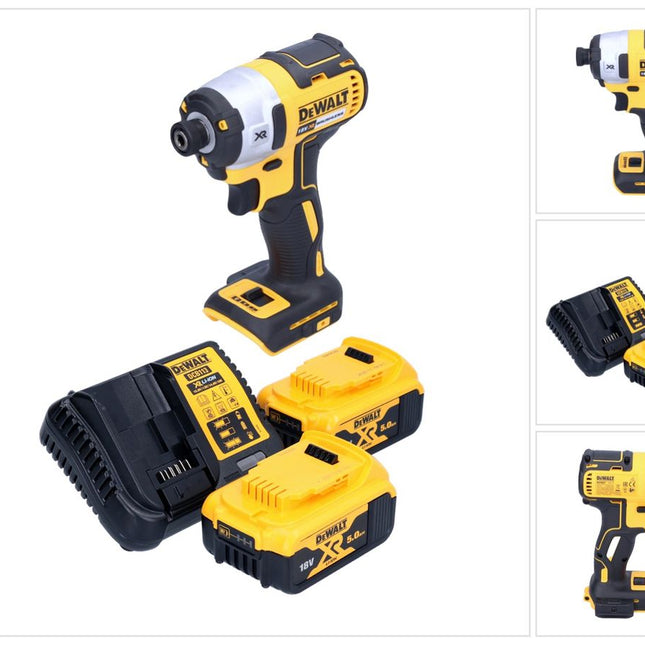 Akumulatorowy klucz udarowy DeWalt DCF 887 P2 18 V 205 Nm 1/4" bezszczotkowy + 2x akumulator 5,0 Ah + ładowarka