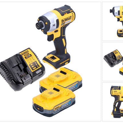 Akumulatorowy klucz udarowy DeWalt DCF 887 H2 18 V 205 Nm 1/4" bezszczotkowy + 2x akumulator powerstack 5,0 Ah + ładowarka