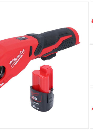 Milwaukee M12 PCSS-201 Akku Edelstahl Rohrabschneider 12 V 12 - 28 mm + 1x Akku 2,0 Ah - ohne Ladegerät