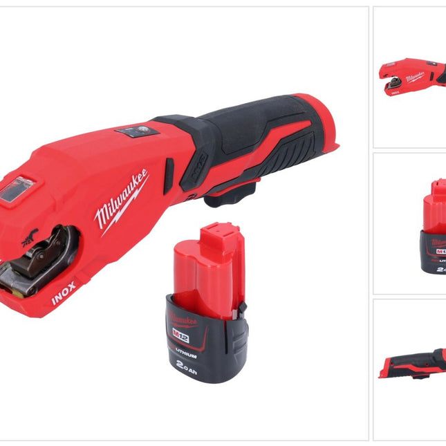 Milwaukee M12 PCSS-201 akumulatorowy obcinak do rur ze stali nierdzewnej 12 V 12 - 28 mm + 1x akumulator 2,0 Ah - bez ładowarki
