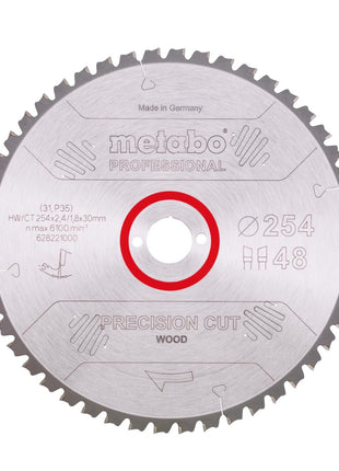 Metabo Precision Cut Wood - Professional Kreissägeblatt 254 x 30 mm Z48 ( 628221000 ) WZ 5° NEG