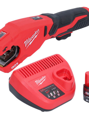 Milwaukee M12 PCSS-201 Akku Edelstahl Rohrabschneider 12 V 12 - 28 mm + 1x Akku 2,0 Ah + Ladegerät