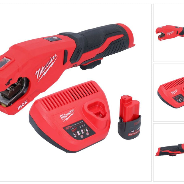 Milwaukee M12 PCSS-251 Akumulatorowy obcinak do rur ze stali nierdzewnej 12 V 12 - 28 mm + 1x akumulator 2,5 Ah + ładowarka