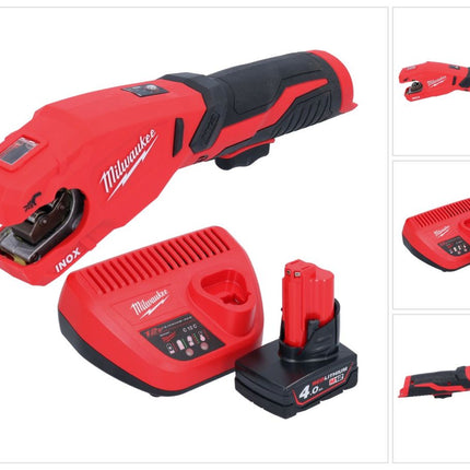 Milwaukee M12 PCSS-401 Akku Edelstahl Rohrabschneider 12 V 12 - 28 mm + 1x Akku 4,0 Ah + Ladegerät