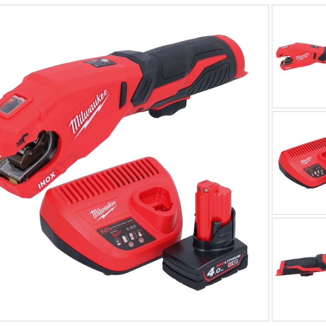 Milwaukee M12 PCSS-401 Akku Edelstahl Rohrabschneider 12 V 12 - 28 mm + 1x Akku 4,0 Ah + Ladegerät
