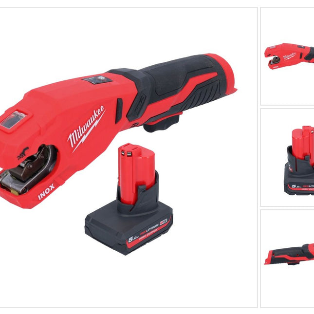 Milwaukee M12 PCSS-501 akumulatorowy obcinak do rur ze stali nierdzewnej 12 V 12 - 28 mm + 1x akumulator 5,0 Ah - bez ładowarki
