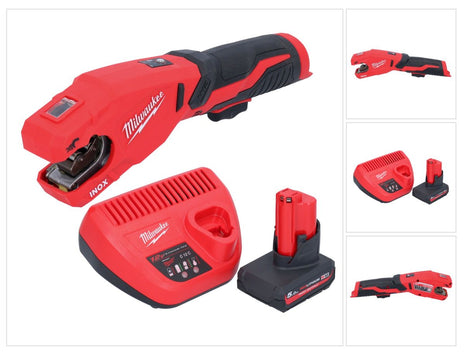 Milwaukee M12 PCSS-501 Akku Edelstahl Rohrabschneider 12 V 12 - 28 mm + 1x Akku 5,0 Ah + Ladegerät