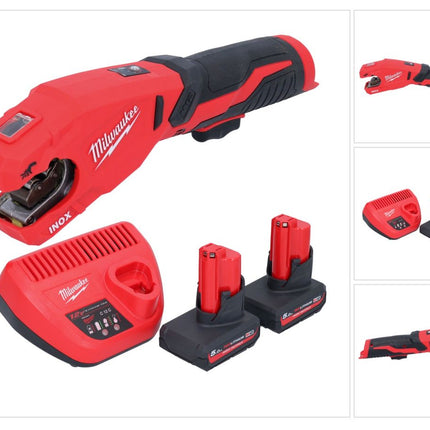 Milwaukee M12 PCSS-502 akumulatorowy obcinak do rur ze stali nierdzewnej 12 V 12 - 28 mm + 2x akumulator 5,0 Ah + ładowarka