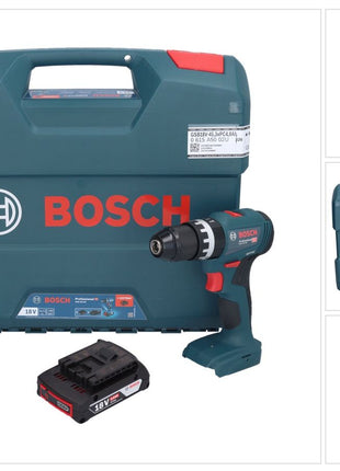 Bosch GSB 18V-45 Profesjonalna akumulatorowa wiertarko-wkrętarka udarowa 18 V 45 Nm bezszczotkowa + 1x akumulator 2,0 Ah + walizka L - bez ładowarki