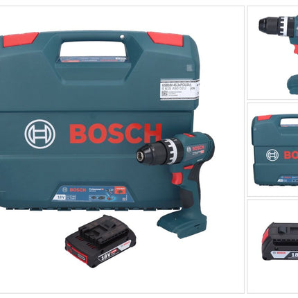 Bosch GSB 18V-45 Profesjonalna akumulatorowa wiertarko-wkrętarka udarowa 18 V 45 Nm bezszczotkowa + 1x akumulator 2,0 Ah + walizka L - bez ładowarki