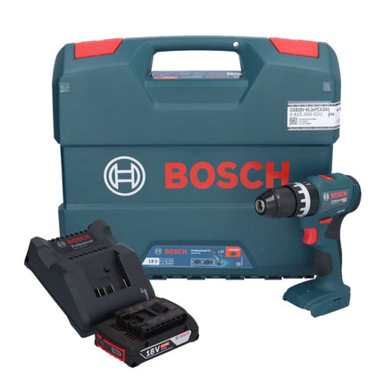 Bosch GSB 18V-45 Profesjonalna akumulatorowa wiertarko-wkrętarka udarowa 18 V 45 Nm bezszczotkowa + 1x akumulator 2,0 Ah + ładowarka + walizka L