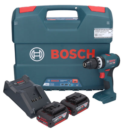 Bosch GSB 18V-45 Profesjonalna akumulatorowa wiertarko-wkrętarka udarowa 18 V 45 Nm bezszczotkowa + 2x akumulator 4,0 Ah + ładowarka + walizka L
