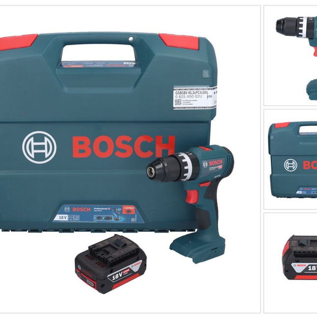 Bosch GSB 18V-45 Profesjonalna akumulatorowa wiertarko-wkrętarka udarowa 18 V 45 Nm bezszczotkowa + 1x akumulator 5,0 Ah + walizka L - bez ładowarki