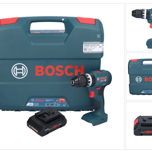 Bosch GSB 18V-45 Profesjonalna akumulatorowa wiertarko-wkrętarka udarowa 18 V 45 Nm bezszczotkowa + 1x akumulator ProCORE 4,0 Ah + walizka L - bez ładowarki