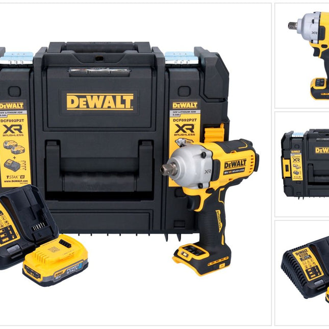 Akumulatorowy klucz udarowy DeWalt DCF 892 E1T 18 V 813 Nm 1/2" bezszczotkowy + 1x akumulator 1,7 Ah + ładowarka + TSTAK